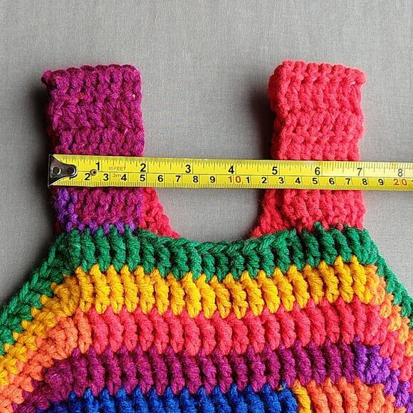 Crochet Rainbow Variegate Tank Top Racerback fits size M - XL handmade unique - Picture 11 of 14